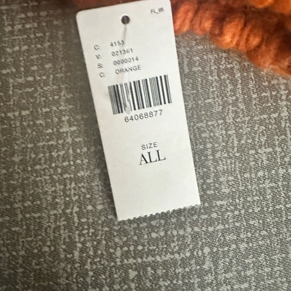 Anthropologie Colorblock Pom Beanie Orange Tan Cream Chunky Knit New with Tags!
